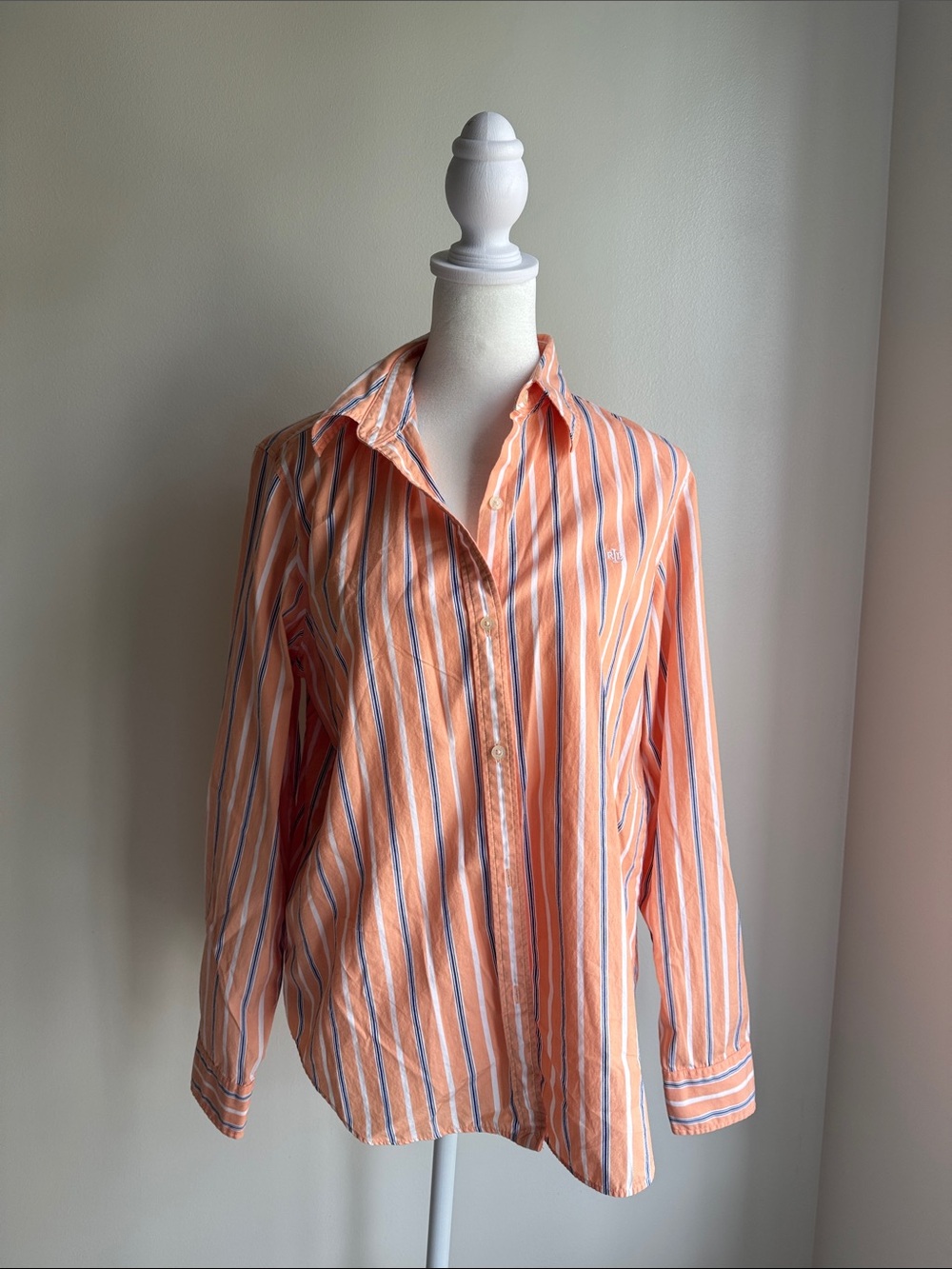 Ralph Lauren Orange, White & Blue Striped Button-Down Shirt